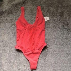 NWT Womens Free People hot coral bodysuit